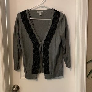 H&M gray cardigan with black lacing size M